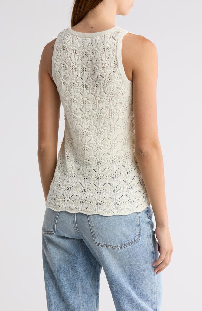 Cotton Emporium Tie Front Pointelle Sweater Vest