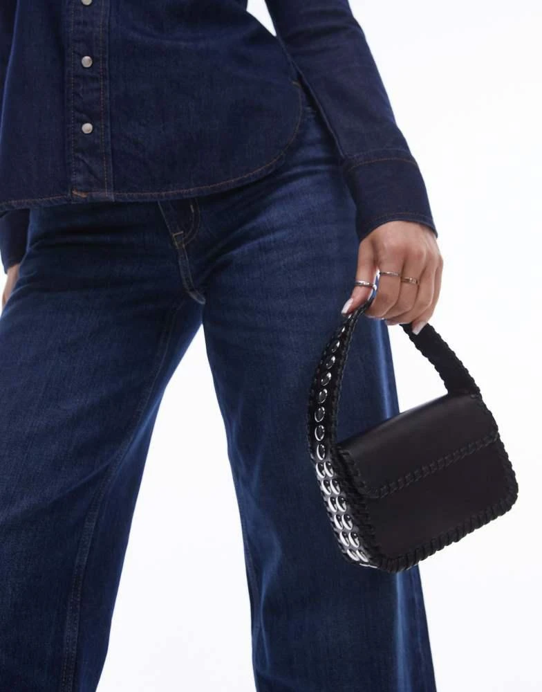 Mango Mango studded handle mini handbag in black 1