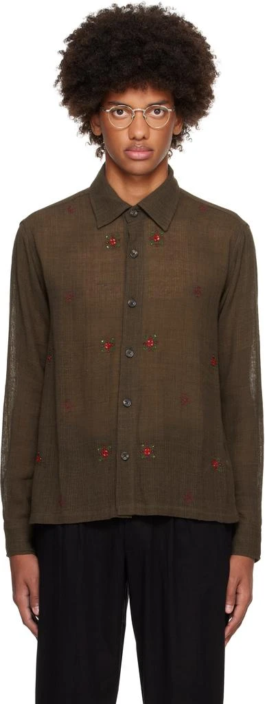 Kartik Research Brown Box Hand Embroidery Shirt 1