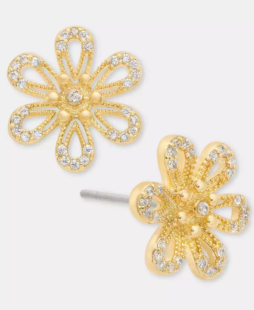 Lonna 
Lilly Gold-Tone Pavé Openwork Flower Stud Earrings 2
