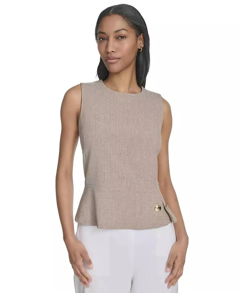 HALSTON Women's Sleeveless Side-Pleat Peplum Top 1