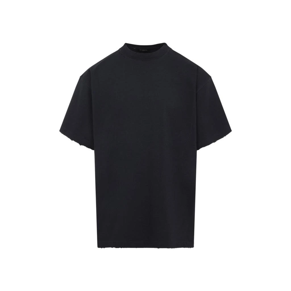 Balenciaga Oversized Black Cotton T-Shirt With Bold Logo Detail 1
