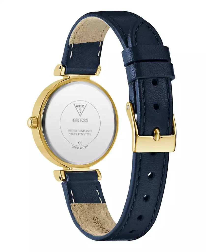 GUESS Women's Analog Blue Genuine Leather Watch, 28mm 3
