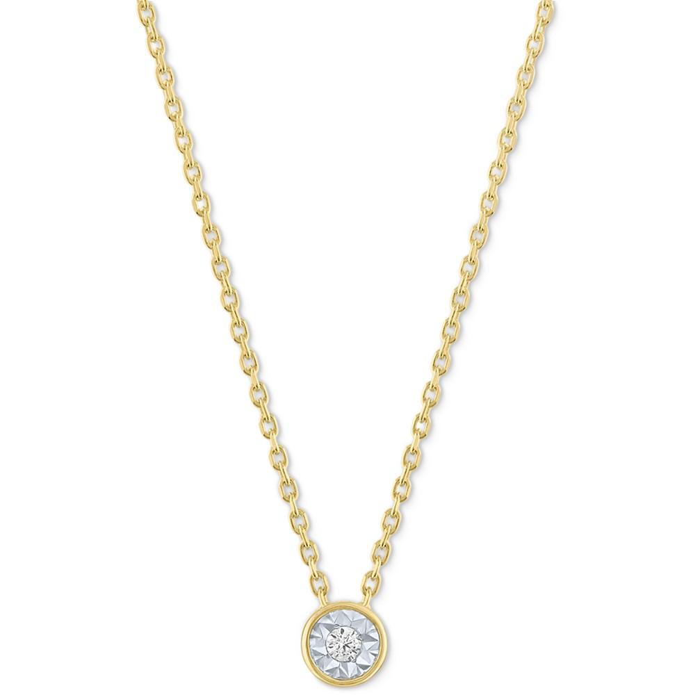 Macy's Diamond Accent Pendant Necklace in 14k Gold-Plated Sterling Silver, 16" + 2" extender