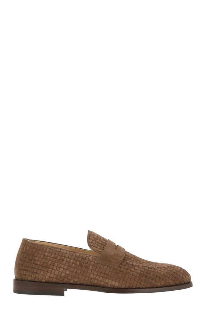 Brunello Cucinelli WOVEN SUEDE PENNY LOAFER