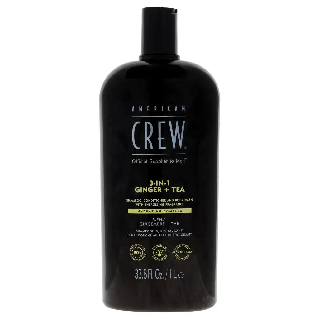 American Crew 3-In-1 Ginger Plus Tea by  for Men - 33.8 oz Shampoo, Conditioner and Body Wash