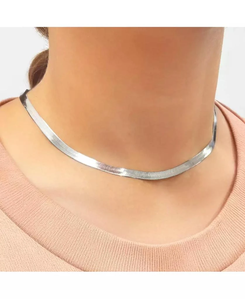 The Lovery Large Herringbone Necklace 14K White Gold - 5 millimeters - 2