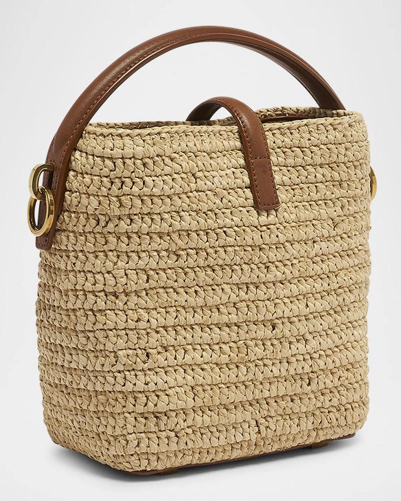 Yves Saint Laurent Le 37 Mini YSL Bucket Bag in Raffia and Leather 2
