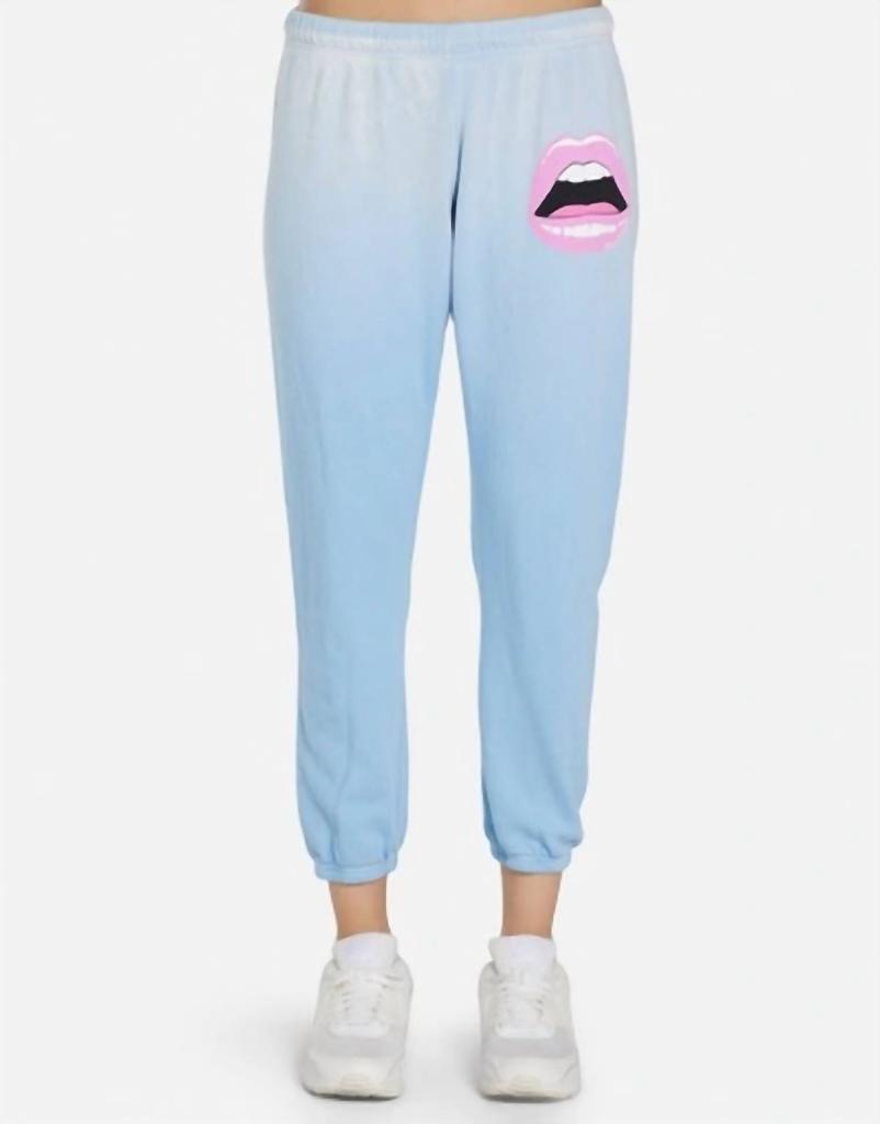 Lauren Moshi Alana Pant Pink Open Lip In Ice Blue Ombre