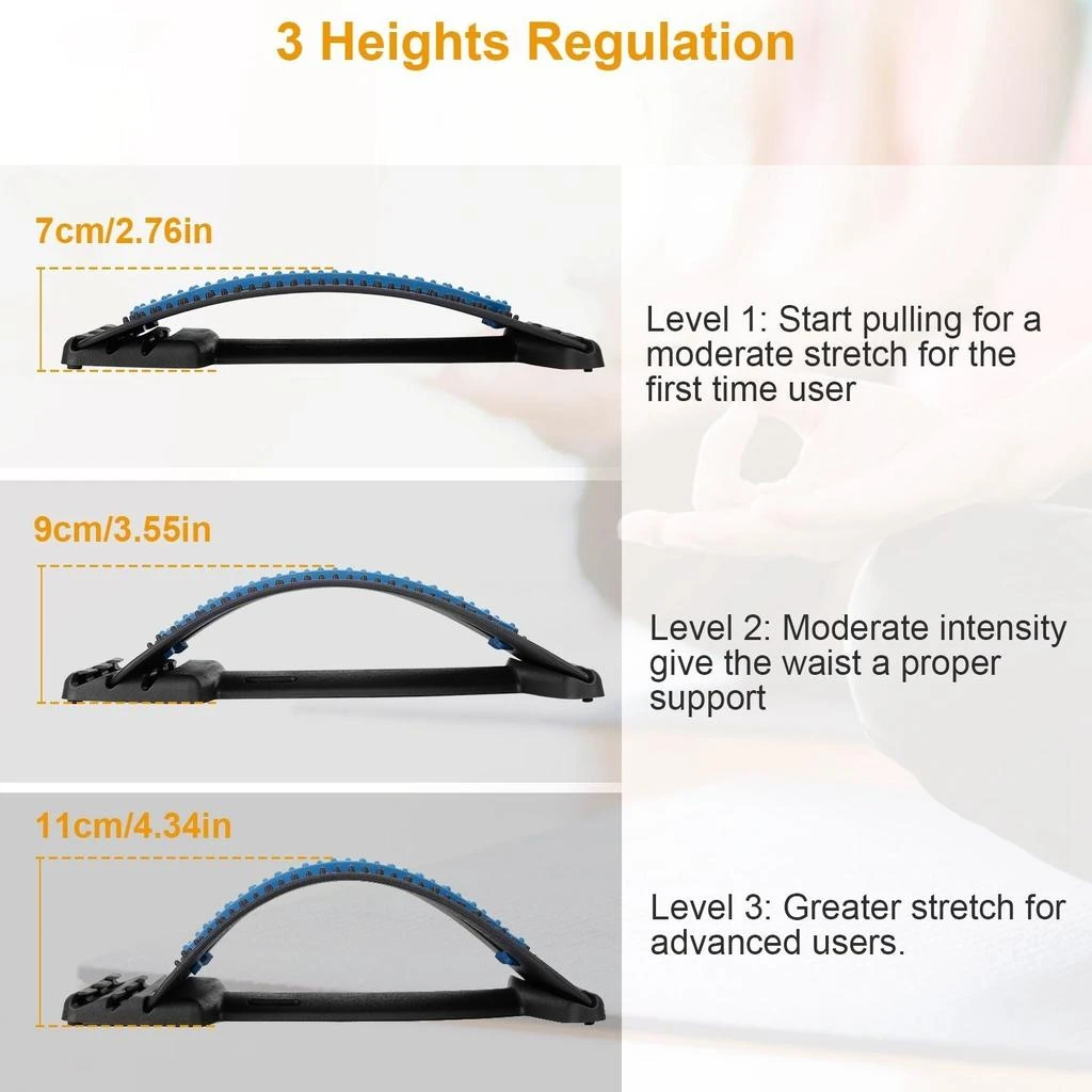 ERUULE Back Massage Stretching Device Multi-Level Lumbar Spinal Support Stretcher Herniated Disc Upper Lower Back Pain Relief 5