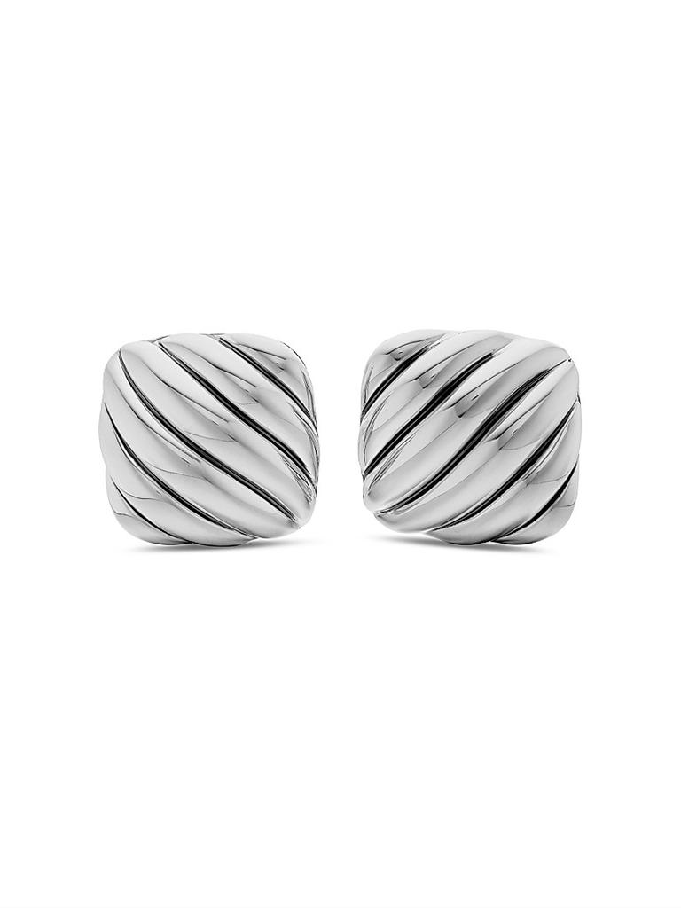 David Yurman Sculpted Cable Cushion Cufflinks in Sterling Silver, 17mm