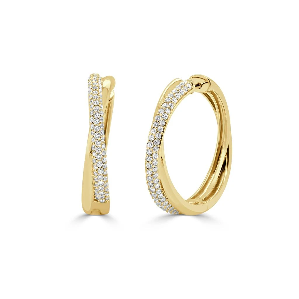 Sabrina Designs 14K Yellow Gold Gold And Diamond Swirl Hoop Earrings
