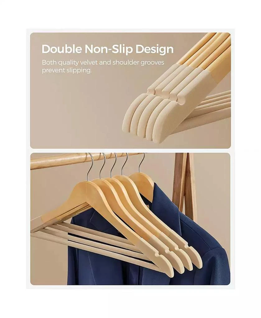 Slickblue Set Of 20 Velvet Wooden Hangers 3