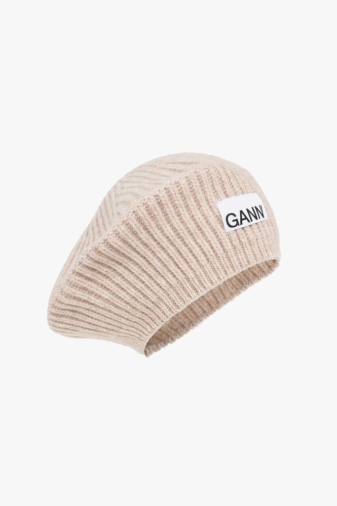 Shop Ganni Logo Patch Ribbed Knit Hat on Sale at BeyondStyle  display picture 2