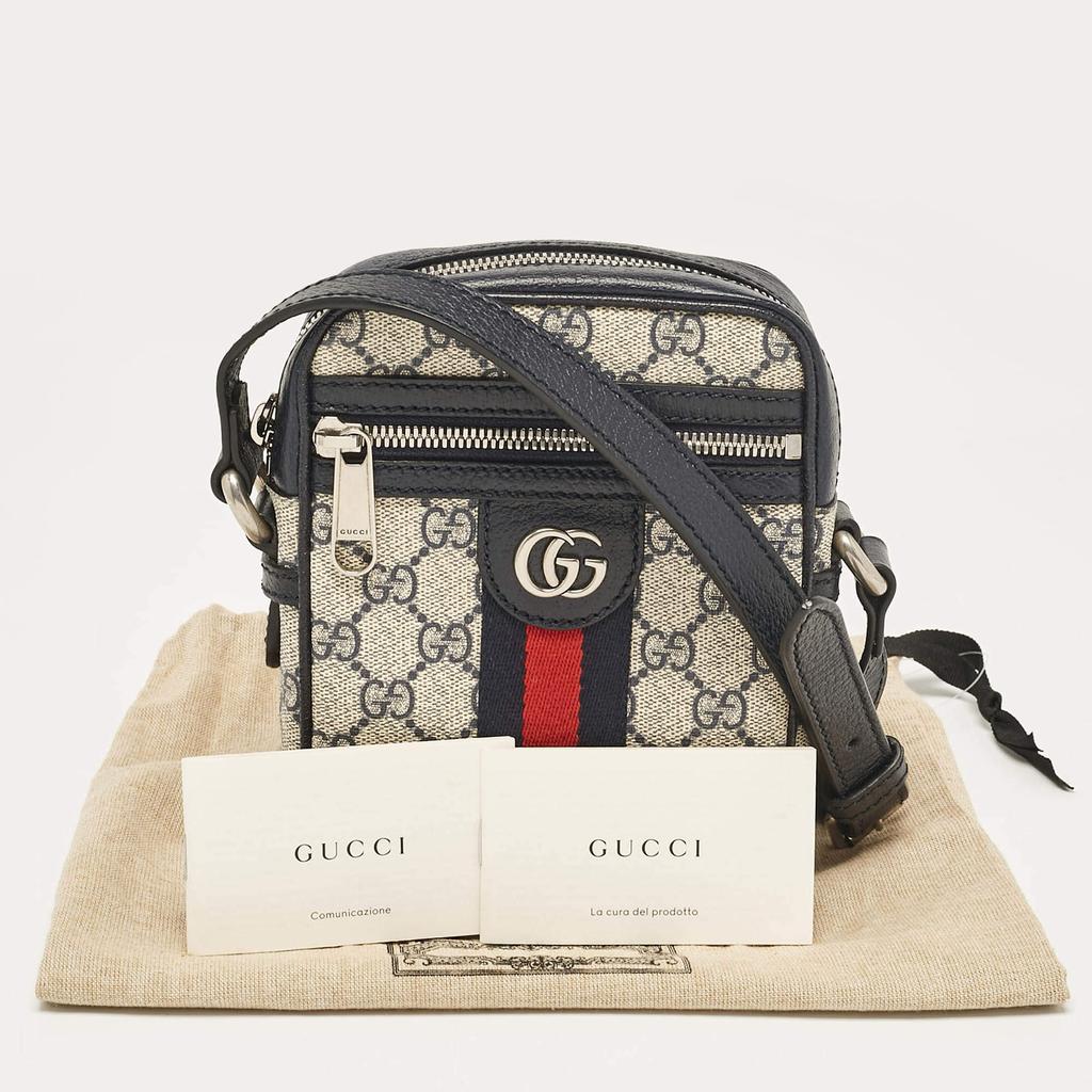 Gucci Gucci Beige/Navy Blue GG Supreme Canvas and Leather