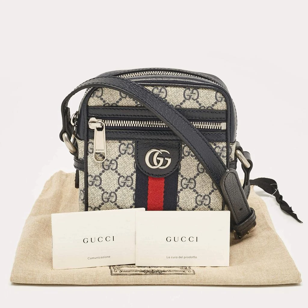Gucci Gucci Beige/Navy Blue GG Supreme Canvas and Leather Ophidia Shoulder Bag 10