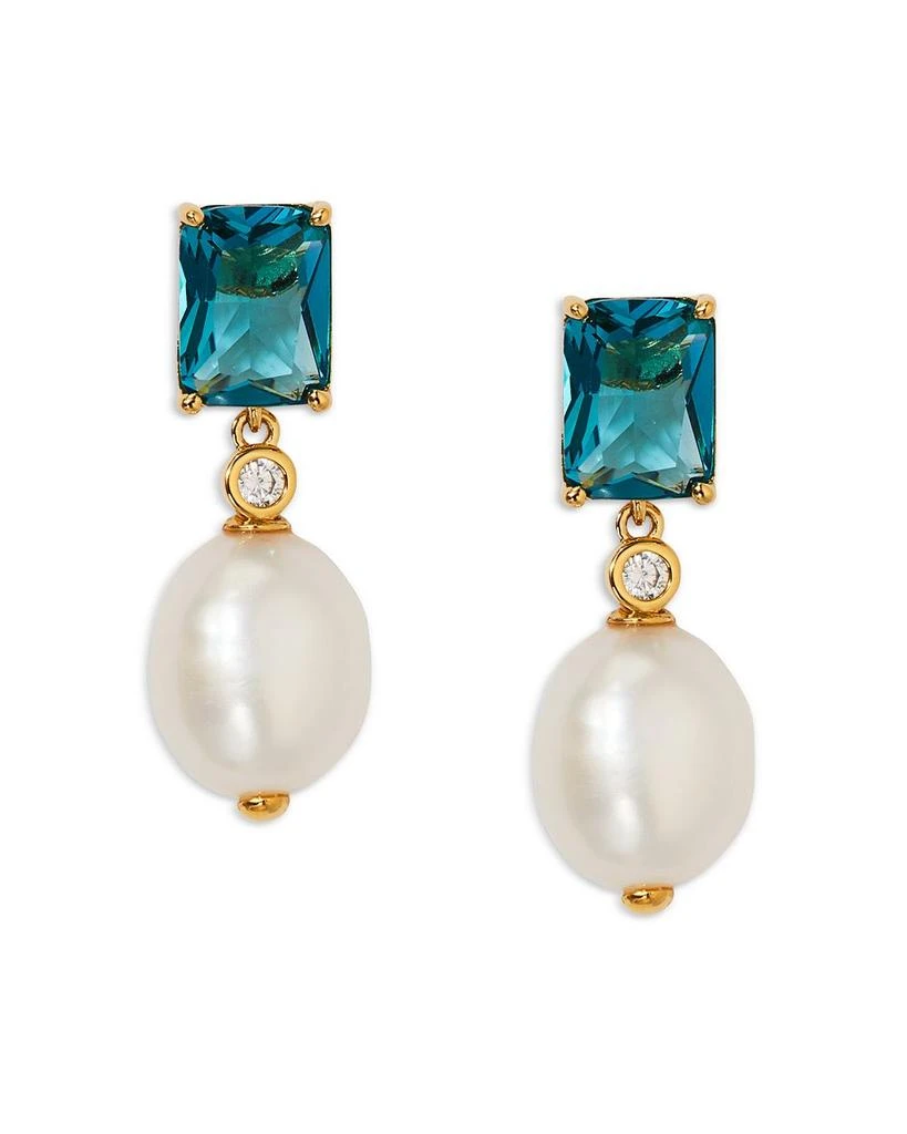 Nadri Blue Lagoon Mixed Stone Drop Earrings in 18K Gold Plated 1