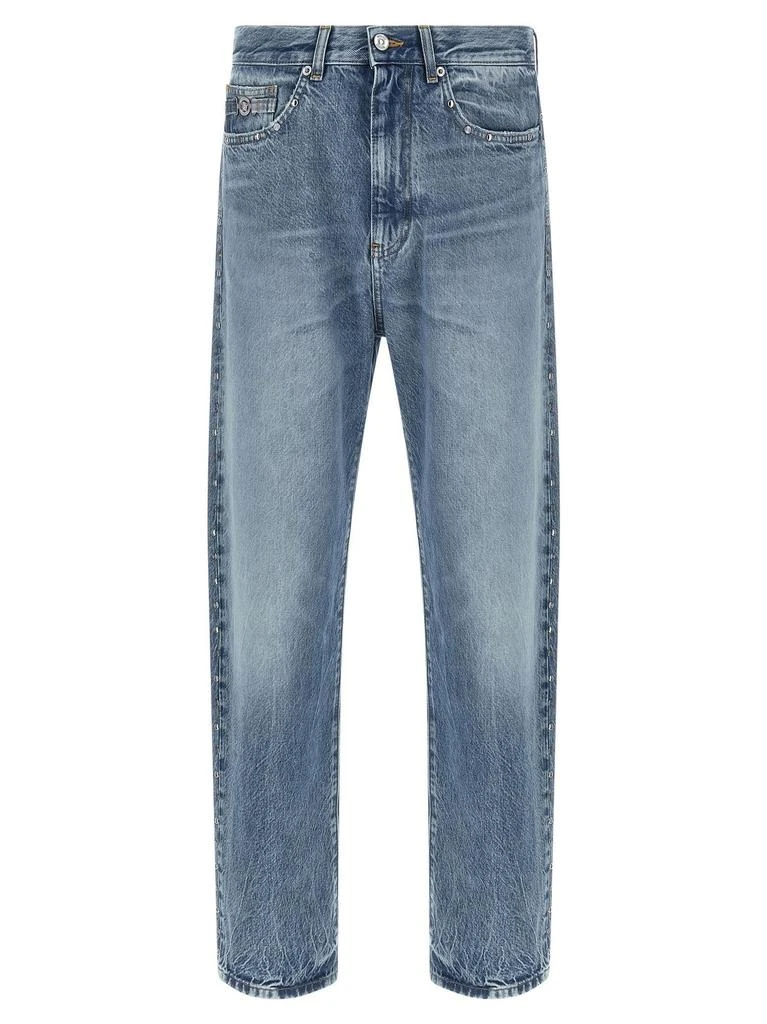 Versace Versace Logo-Patch Studded Jeans from Cettire