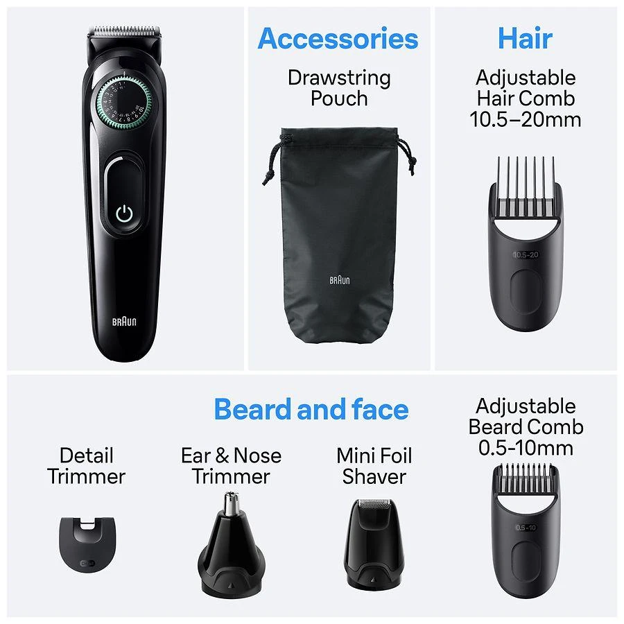Braun All-In-One Style Kit, 8-in-1 Trimmer For Men With Beard Trimmer 7