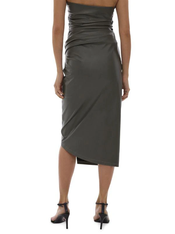 Helmut Lang Draped Faux Leather Midi Skirt 3