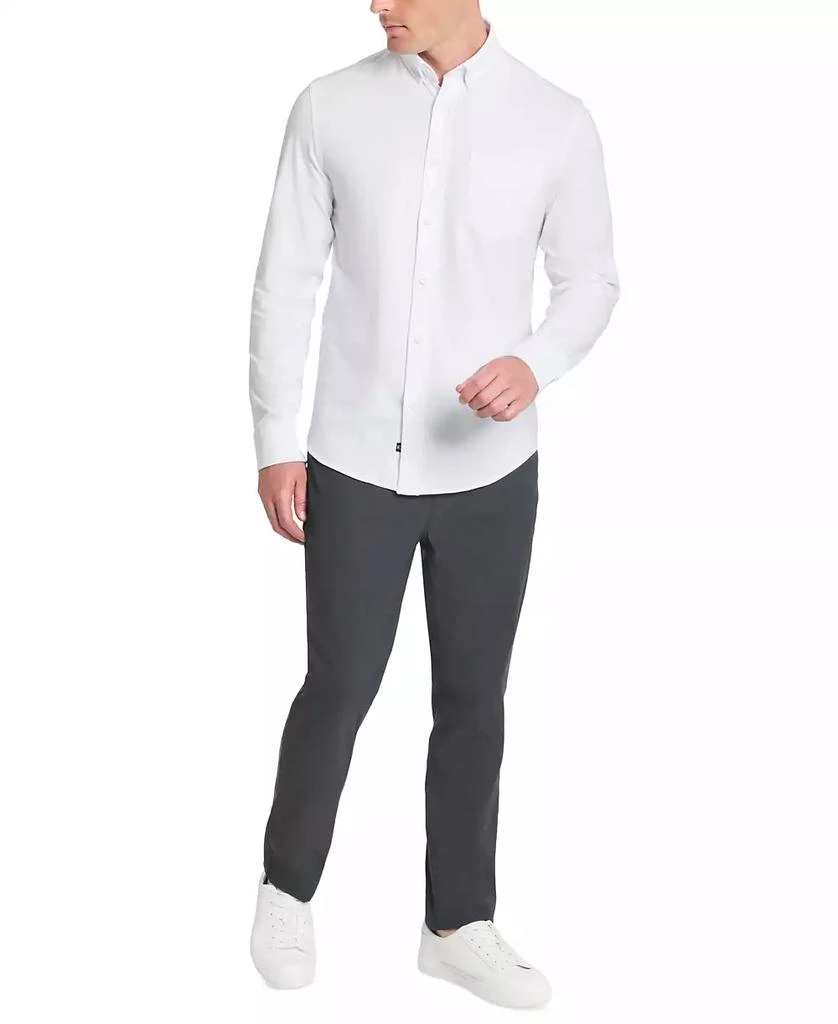 Kenneth Cole Men's Slim-Fit Plain White Performance Long-Sleeve Button-Down Shirt 3