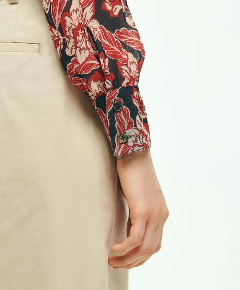 Brooks Brothers Crinkle Chiffon Tropical Floral Print Blouse 5