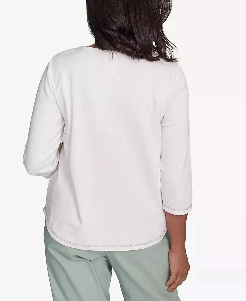 Alfred Dunner Petite Santa Fe Asymmetric Butterfly Floral Embroidered Top 2