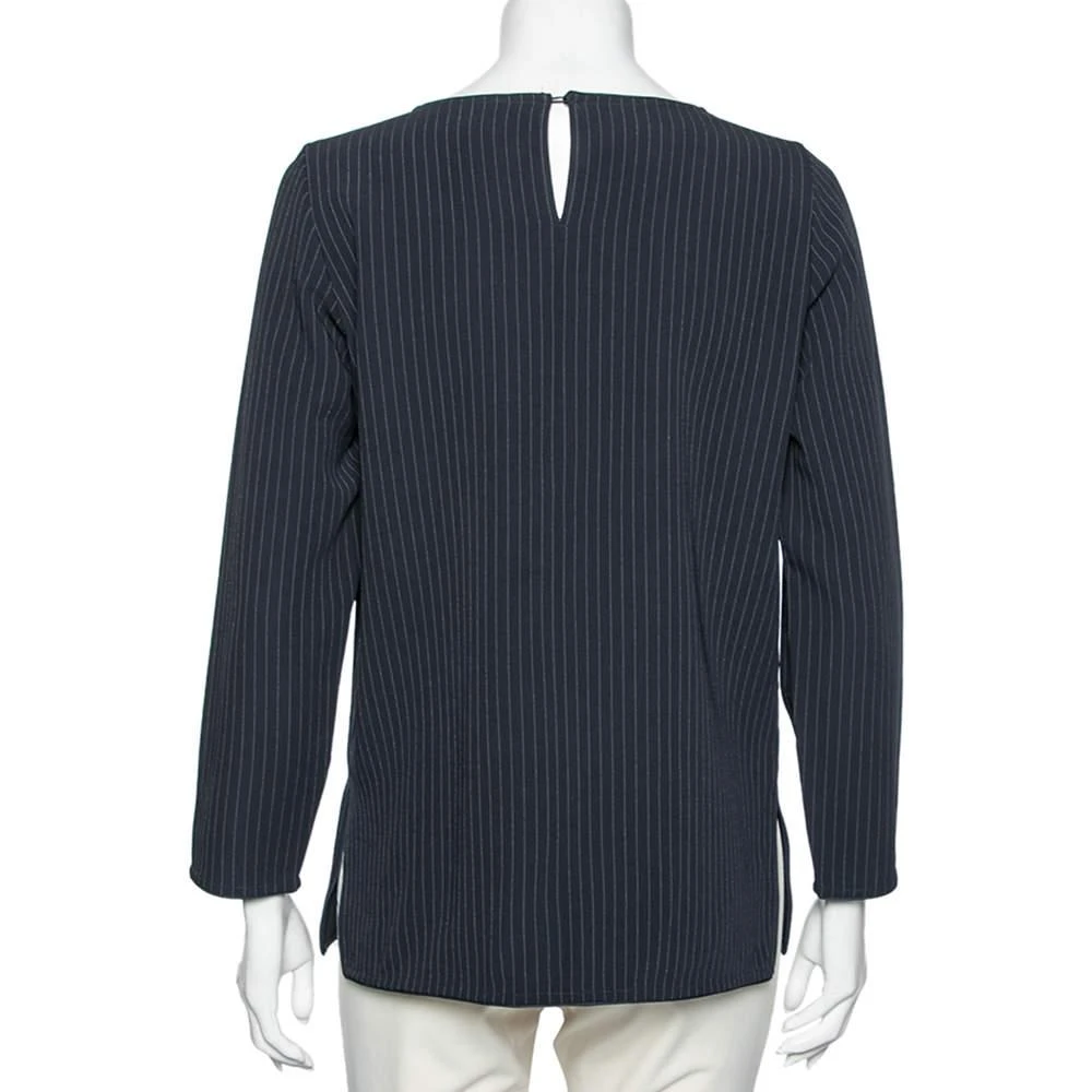 Max Mara Max Mara Navy Blue Pinstripe Crepe Top M 3