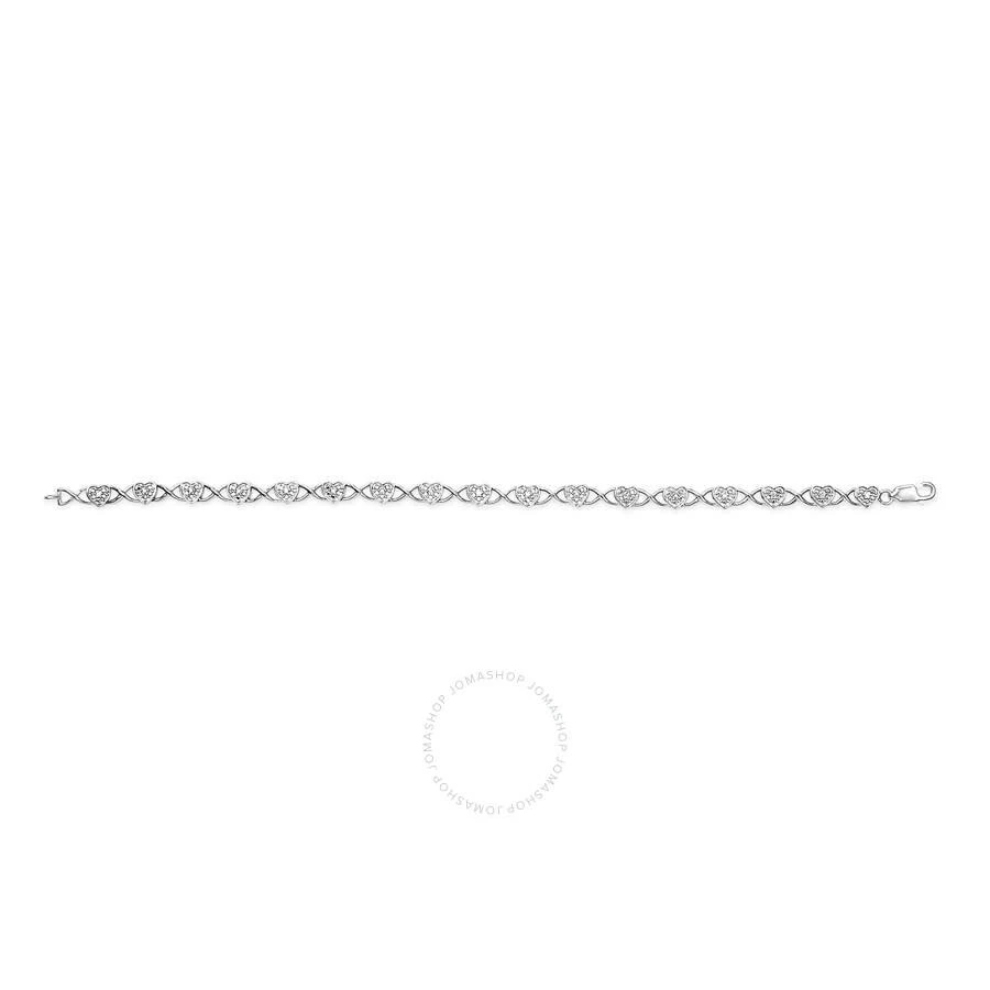 Haus Of Brilliance .925 Sterling Silver Diamond Accent Heart Link Bracelet (I-J Color 3