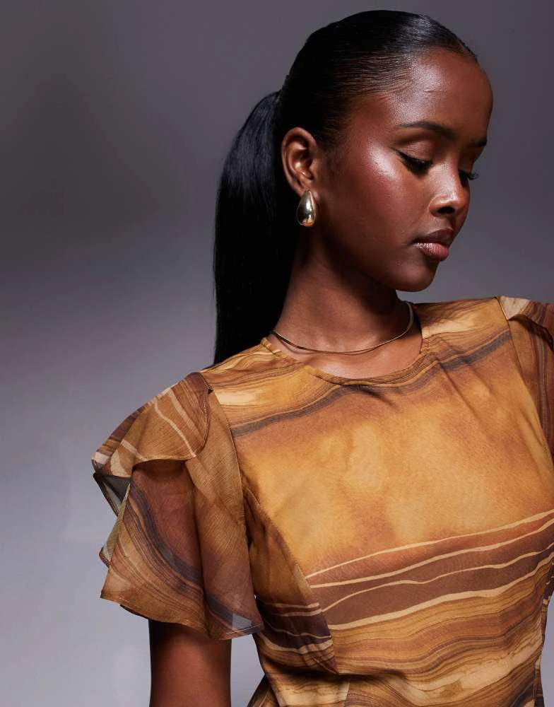 Shop ASOS DESIGN ruffle chiffon maxi dress in chocolate abstract print on Sale at BeyondStyle Get 56% Off ASOS DESIGN ruffle chiffon maxi dress in chocolate abstract print with Limited-Time Flash Shop ASOS DESIGN ruffle chiffon maxi dress in chocolate abstract print on Sale at BeyondStyle Get 56% Off ASOS DESIGN ruffle chiffon maxi dress in chocolate abstract print with Limited-Time Flash