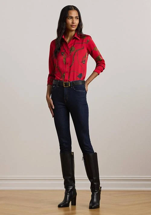 Ralph Lauren Ralph Lauren Petite Classic Fit Print Satin Charmeuse Shirt 4