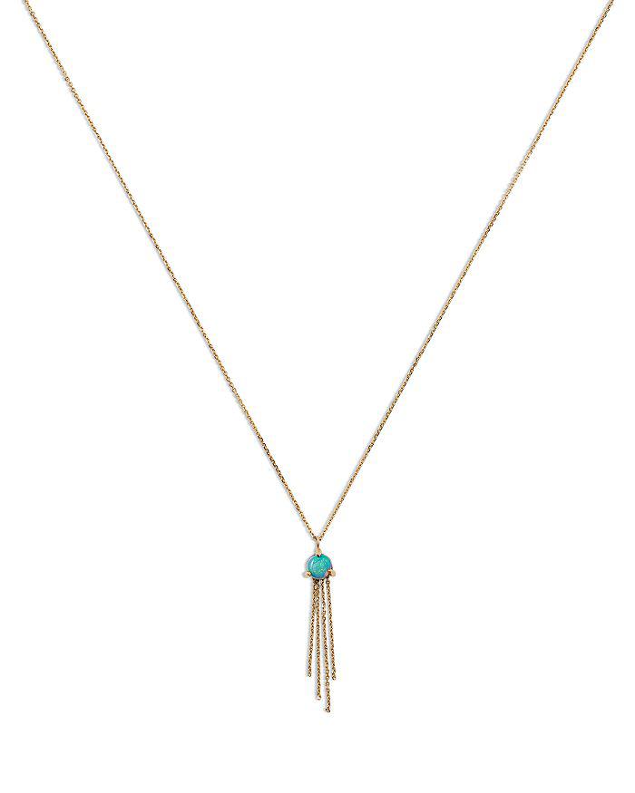 WWAKE 14K Yellow Gold Haze Opal & Chain Fringe Pendant Necklace, 16"