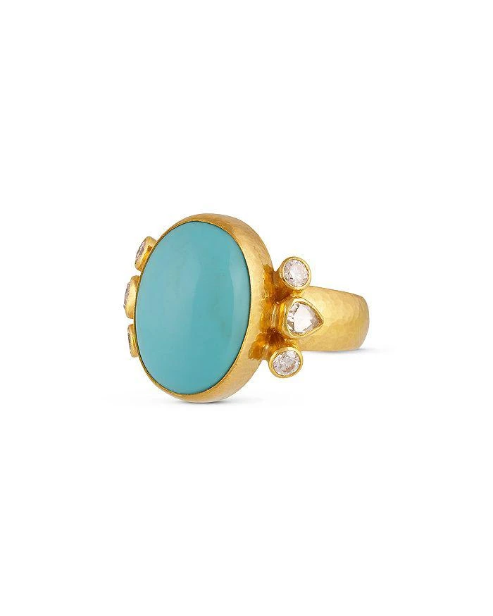 Gurhan 24K Yellow Gold Rune Turquoise 
Diamond Cocktail Ring