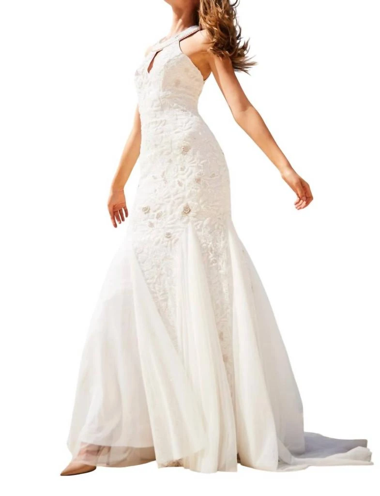 Sherri Hill Beaded Keyhole Bodice Prom Dress In Ivory - Ivory - US 4 (S)