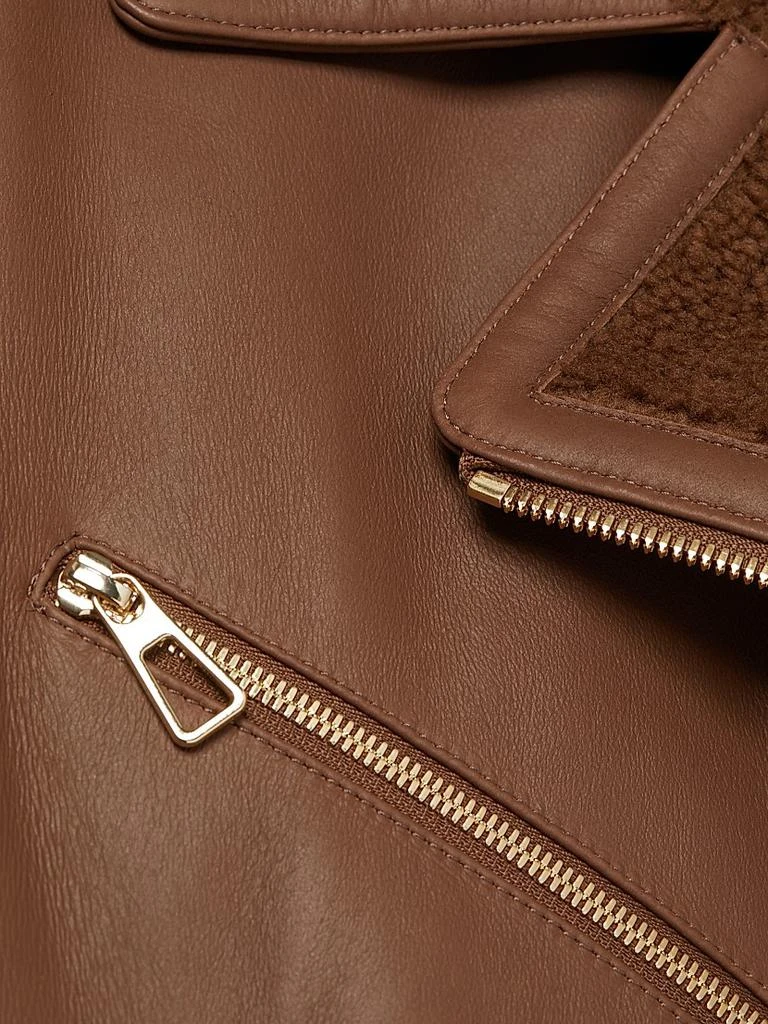 The Fur Salon Leather Shearling-Lined Moto Jacket 7