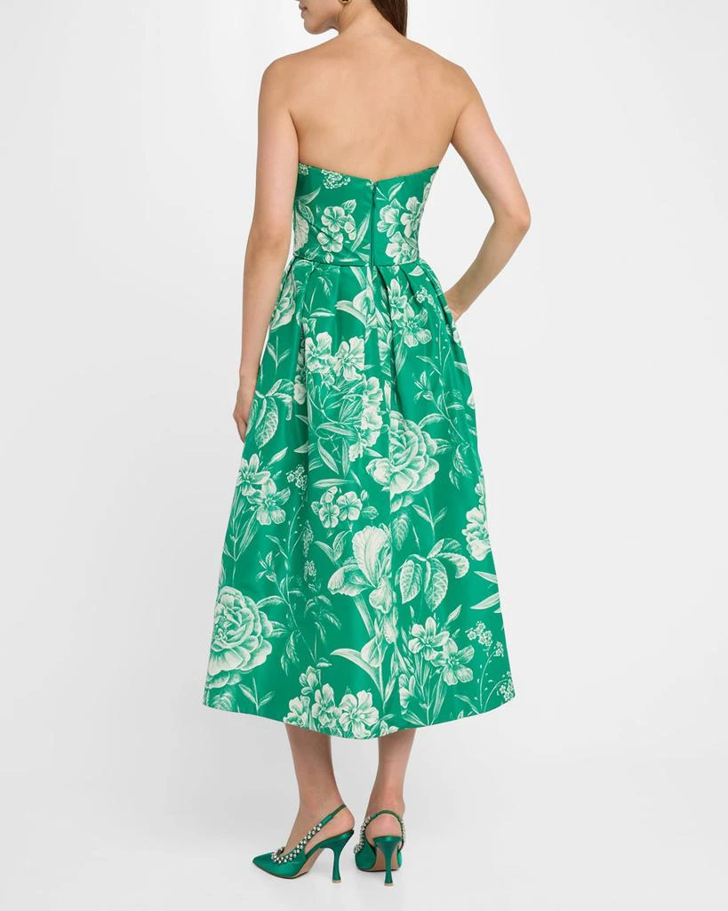 Monique Lhuillier Toile-Print Strapless Tea-Length Dress 3
