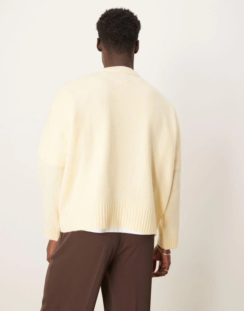ASOS ASOS DESIGN super oversized boxy crew neck jumper in butter yellow 4
