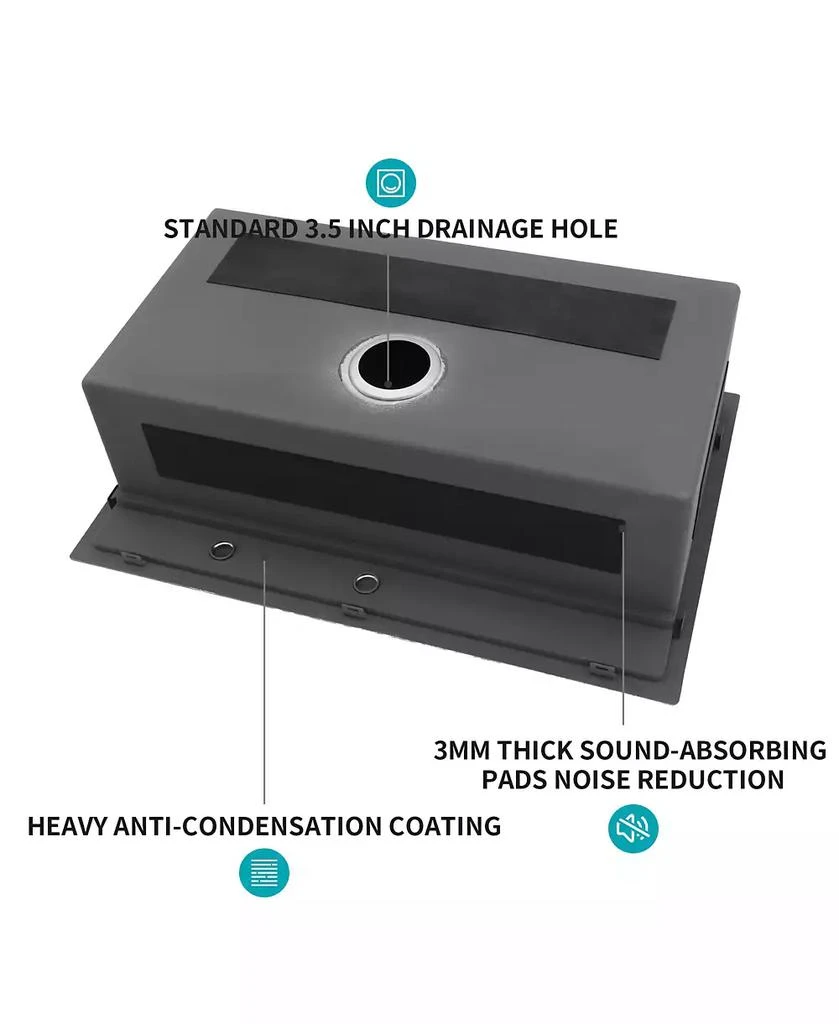 Flynama huluwat 33x22x10inch Drop In Kitchen Sink Stainless Steel Workstation Single Bowl 16 Gauge Topmount 6
