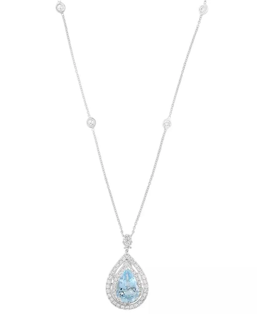 Effy Diamond (1-1/20 ct. t.w.) and Aquamarine (2-3/8 ct. t.w.) Necklace in 14k White Gold