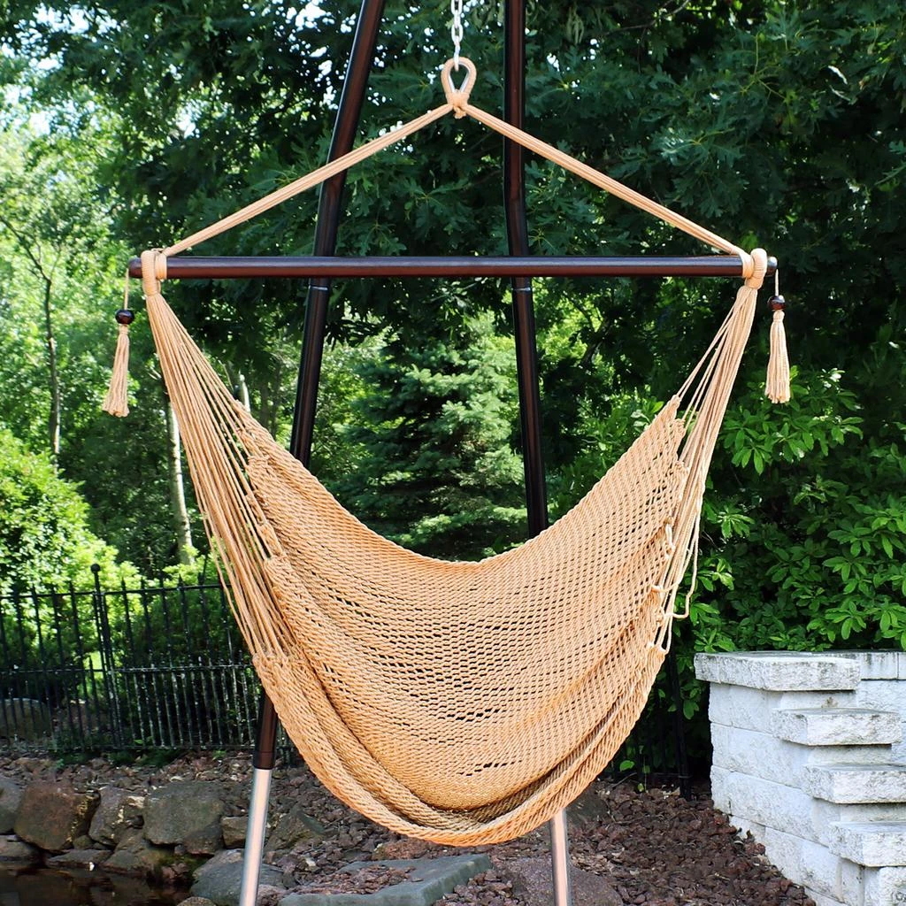 Sunnydaze Caribbean Style Extra Large Hanging Rope Hammock Chair Swing for Backyard and Patio 3