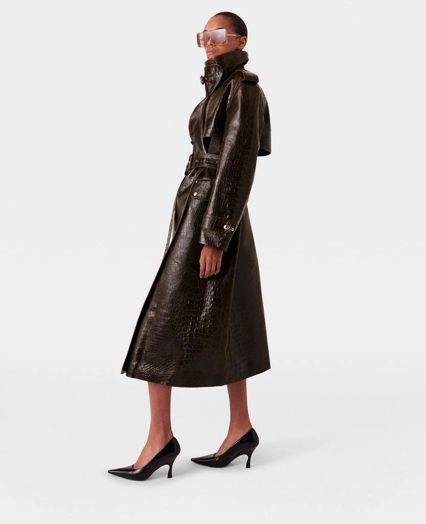 Stella McCartney Stella McCartney - Crocodile Embossed Trench Coat, Woman, Mocha brown, Size: 36 1