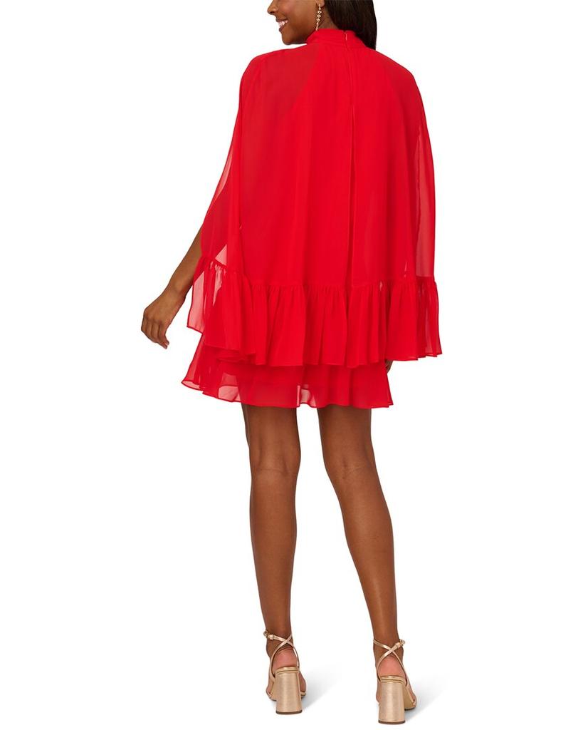 Adrianna Papell Adrianna Papell Chiffon Ruffle Cape Dress