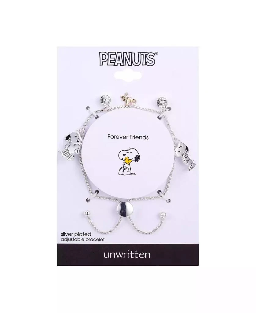 Peanuts "Snoopy" and "Woodstock" Crystal Adjustable Bolo Silver Plated Bracelet, Created for Macy's 2