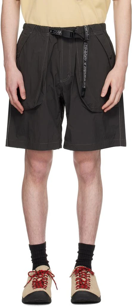 And Wander Gray Gramicci Edition Brushed Nylon Shorts 1