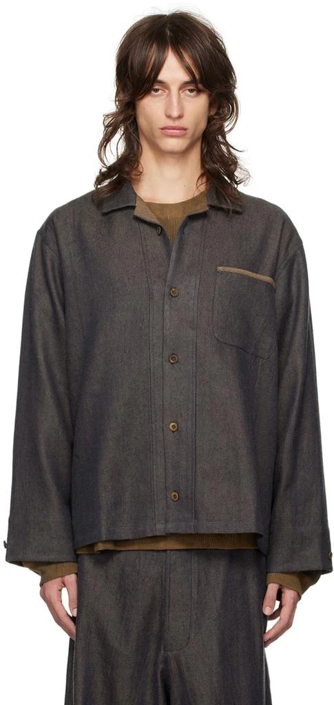 Aviva Jifei Xue Blue Boxy Denim Shirt 1