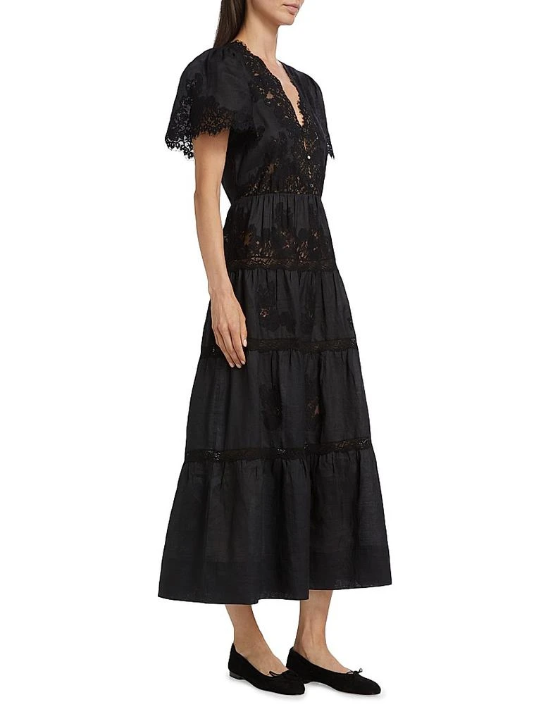 DÔEN Graciela Lace Trim Short-Sleeve Midi-dress 4