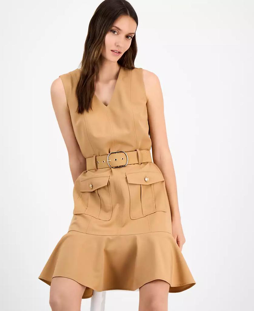 Tahari Women's Belted Sleeveless Fit & Flare Dress