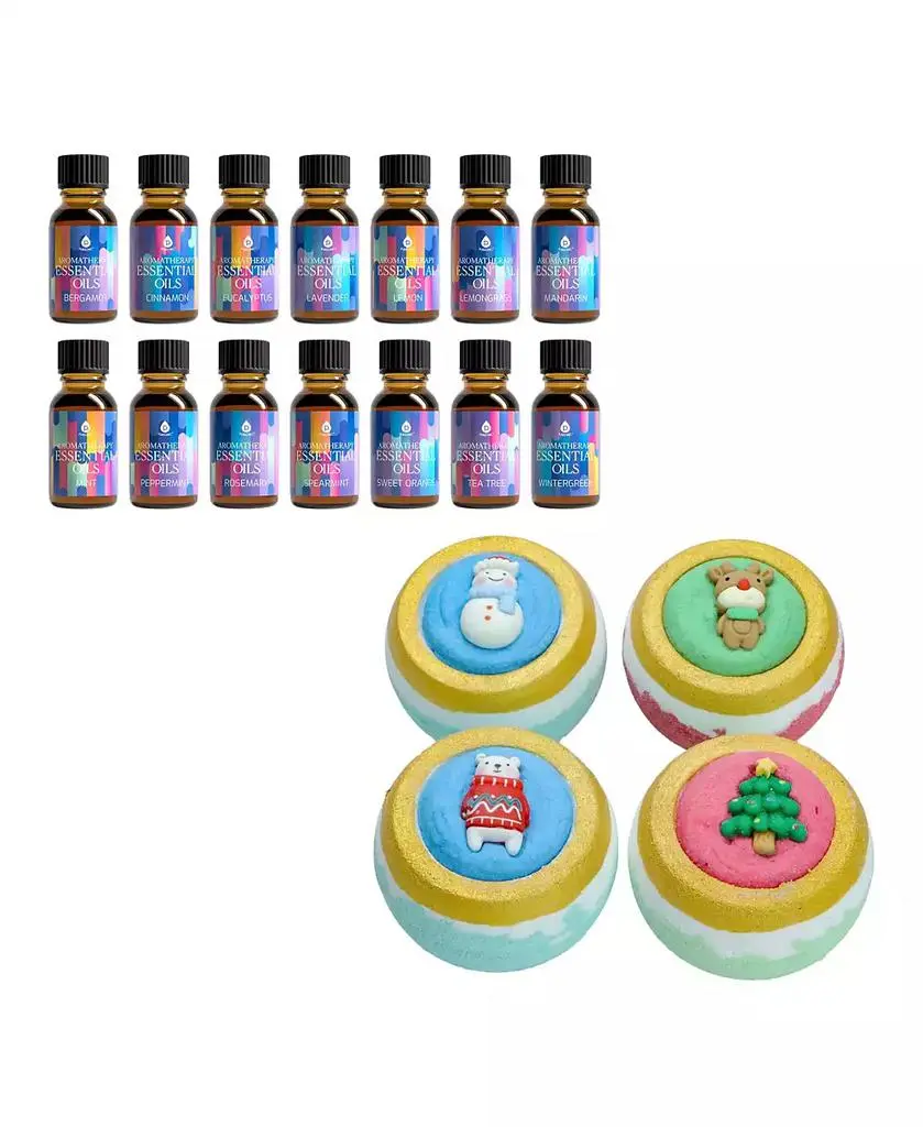 PURSONIC Holiday Bliss Gift Set: Aromatherapy Bath Bombs & Essential Oils