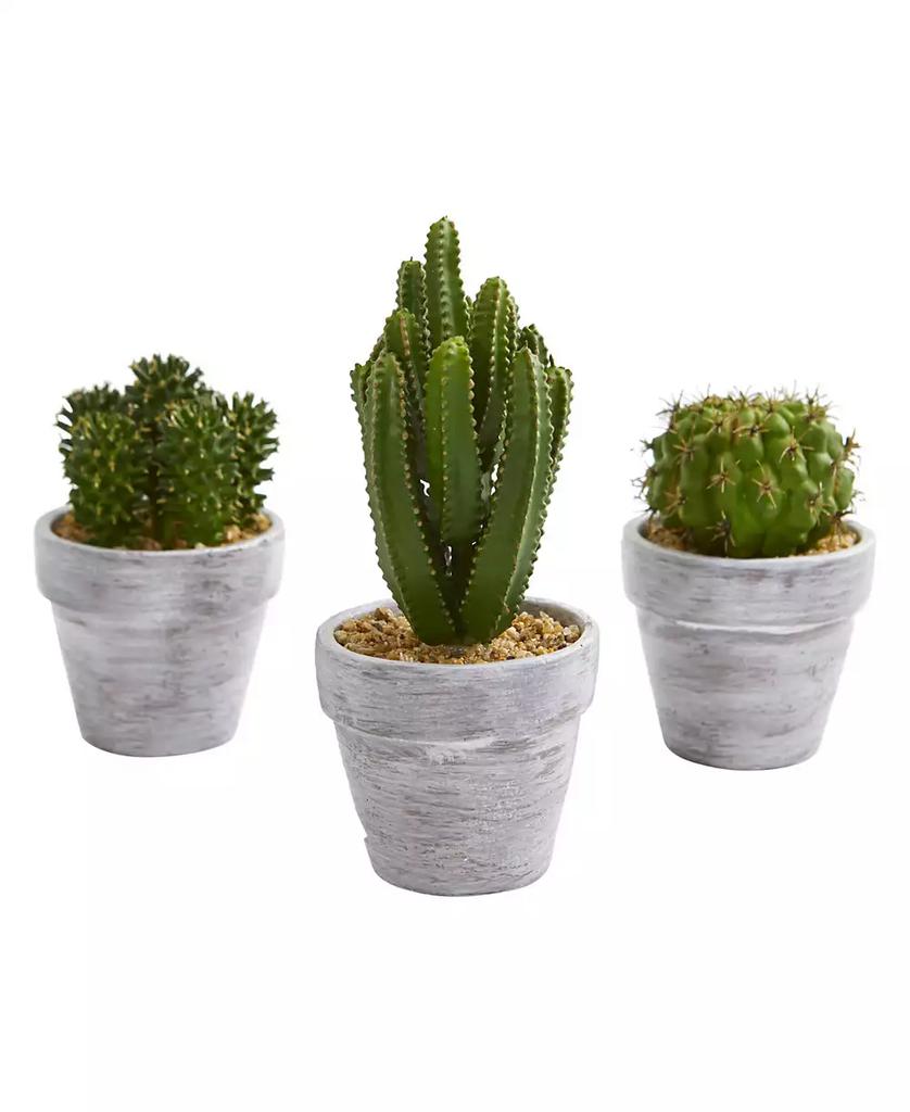 NEARLY NATURAL 8" Cactus Artificial Plant, Set of 3