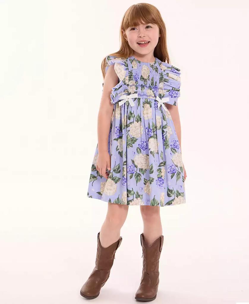Bonnie Jean Toddler and Little Girls Hydrangea Print Smocked Dress